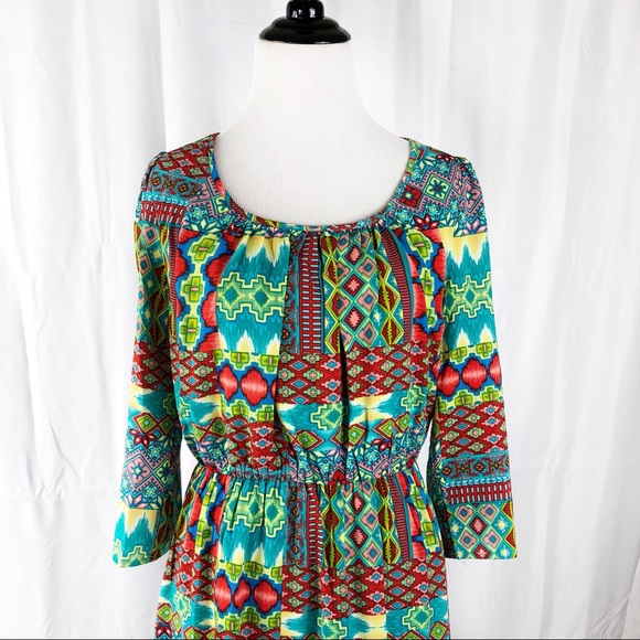 Jade Multi Color Print Dress! - Picture 3 of 6